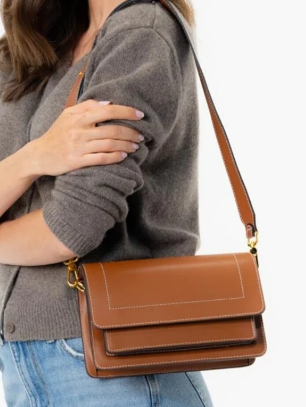 Aallyn Ingrid Crossbody/Shoulder Bag In Cognac